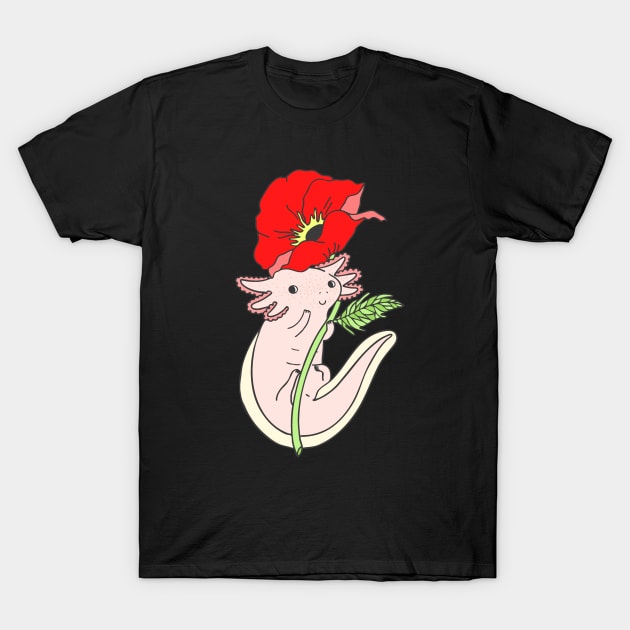 Axolotl with Poppy T-Shirt by natelledrawsstuff